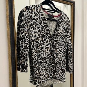White House Black Market Leopard Print Blouse